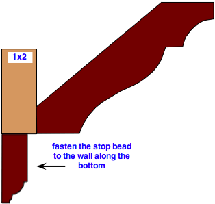 installing stop bead along crown molding lighting