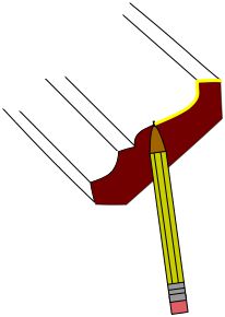 molding cut with miter and marked with pencil