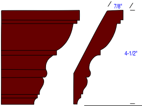 drawing of an ogee and cove crown molding profile