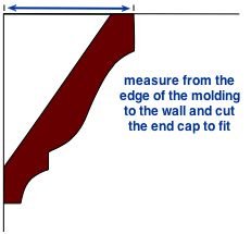measuring and cutting an end cap to terminate crown molding