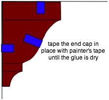taping an end cap on crown molding