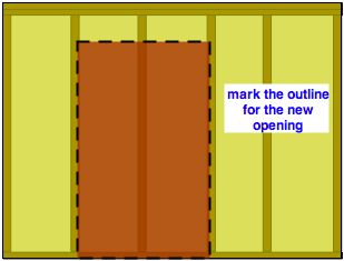 marking a wall for demolition to install a new door
