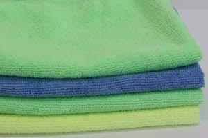 photo of a stack of microfiber cleaning cloths