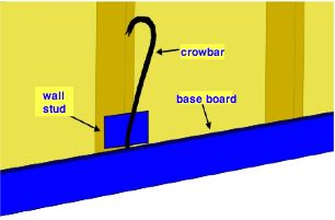removing a baseboard to remodel a wall