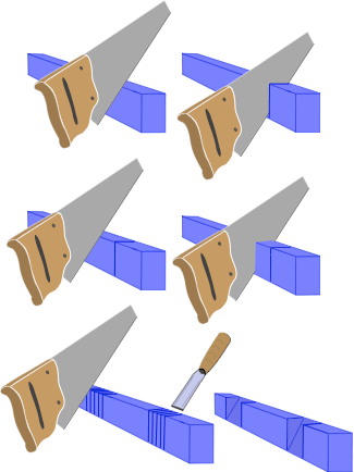 drawing illustrating how to cut a notch for a lap joint