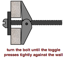 tighten the toggle wall anchor