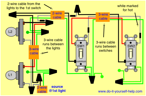 Two light one wiring switches Wire Two