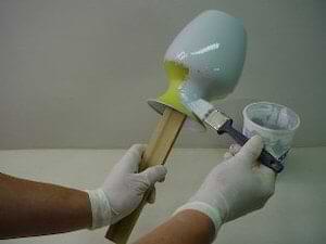 photo demonstrating how to base coat a vase