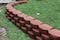 photo of an interlocking brick landscape border