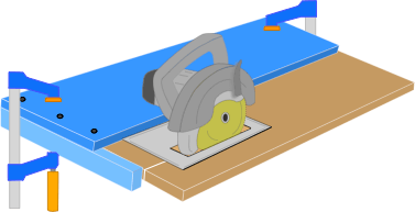 illustration demonstrating how to use a circular saw crosscut jig illustration demonstrating how to use a circular saw crosscut jig