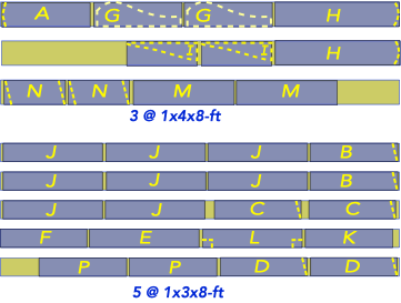 drawing illustrating the cut list for building an Adirondack chair