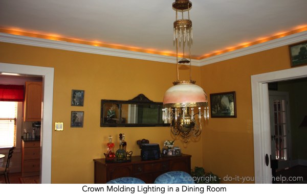 photo crown molding lighting in a dining room