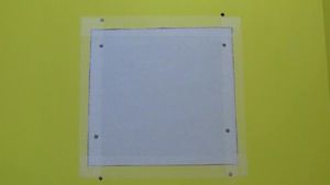 photo fiberglass mesh tape around a drywall patch photo fiberglass mesh tape around a drywall patch