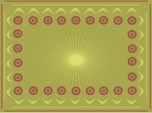 drawing of an area rug design with green, mauve, and yellow coloring drawing of an area rug design with green, mauve, and yellow coloring