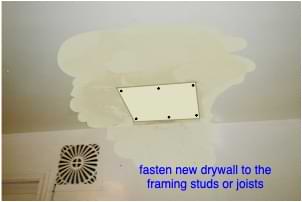 photo patching a hole in water-damaged drywall photo patching a hole in water-damaged drywall