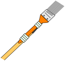 drawing demonstrating how to tape a paint brush to an extension pole drawing demonstrating how to tape a paint brush to an extension pole