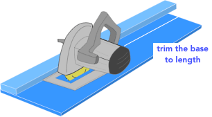 illustration demonstrating how to trim a circular saw rip jig for narrow boards illustration demonstrating how to trim a circular saw rip jig for narrow boards