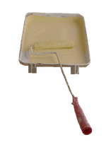 photo of a mini sausage paint roller in a paint tray photo of a mini sausage paint roller in a paint tray