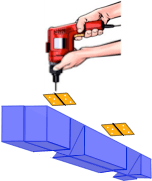 drawing illustrating drilling pilot holes for hinges