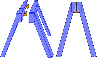 drawing illustrating folding sawhorses