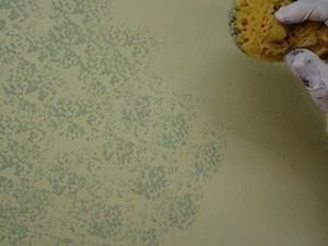 photo demonstrating how to dab glaze onto a wall with a sponge photo demonstrating how to dab glaze onto a wall with a sponge