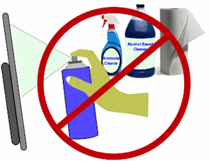 drawing of cleaners and solvents not to use to clean a flat screen drawing of cleaners and solvents not to use to clean a flat screen
