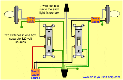 2 Switch 1 Light Wiring Diagram.