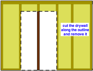 drawing demonstrating how to remove drywall to remodel a wall drawing demonstrating how to remove drywall to remodel a wall