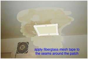 photo fiberglass tape around a new drywall patch photo fiberglass tape around a new drywall patch