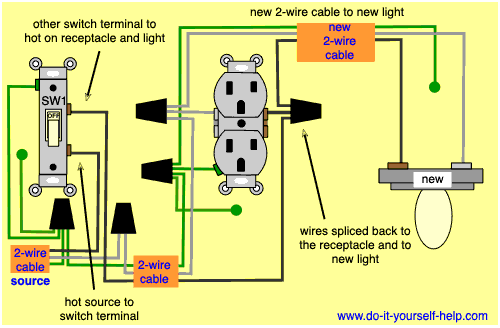 Wiring Diagrams To Add A New Light Fixture Do It Yourself Help Com - How To Add A Second Switch Ceiling Light