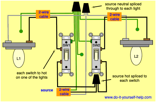 wiring kitchen light with 2 switches